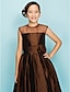 cheap Junior Bridesmaid Dresses-Princess Knee Length Junior Bridesmaid Dress Wedding Party Organza Sleeveless Jewel Neck with Ruched 2022