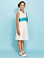 cheap Junior Bridesmaid Dresses-A-Line / Sheath / Column V Neck Knee Length Taffeta Junior Bridesmaid Dress with Sash / Ribbon / Side Draping / Flower / Spring / Summer / Fall / Apple / Hourglass