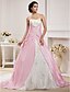 preiswerte Hochzeitskleider-Wedding Dresses Ball Gown Strapless Strapless Chapel Train Organza Bridal Gowns With Ruched Beading 2024