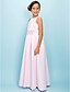 cheap Junior Bridesmaid Dresses-A-Line Floor Length Jewel Neck Satin Spring Junior Bridesmaid Dresses&amp;Gowns With Sash / Ribbon Kids Wedding Guest Dress 4-16 Year
