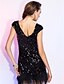 cheap Cocktail Dresses-Sheath / Column Little Black Dress Beaded &amp; Sequin Holiday Homecoming Cocktail Party Dress V Neck Short Sleeve Short / Mini Sequined with Feathers / Fur Sequin 2021