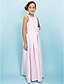 cheap Junior Bridesmaid Dresses-A-Line Floor Length Jewel Neck Satin Spring Junior Bridesmaid Dresses&amp;Gowns With Sash / Ribbon Kids Wedding Guest Dress 4-16 Year