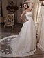 זול שמלות כלה-אולם שמלות חתונה נסיכה סטרפלס מקורזל ללא שרוולים שובל כנסייה (צ&#039;אפל) סאטן שמלות כלה עם 2024