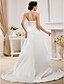 cheap Wedding Dresses-Hall Wedding Dresses A-Line Strapless Sleeveless Court Train Satin Bridal Gowns With 2024