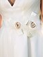 Χαμηλού Κόστους Νυφικά Φορέματα-Βραδινή τουαλέτα Φορεματα για γαμο Λαιμόκοψη V Μέχρι το γόνατο Τούλι Αμάνικο Σι-θρου με Ζώνη / Κορδέλα Λουλούδι Κουμπί 2022
