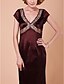cheap Mother of the Bride Dresses-Sheath / Column V Neck Knee Length Polyester Mother of the Bride Dress 617 Lace by