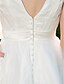 Χαμηλού Κόστους Νυφικά Φορέματα-Βραδινή τουαλέτα Φορεματα για γαμο Λαιμόκοψη V Μέχρι το γόνατο Τούλι Αμάνικο Σι-θρου με Ζώνη / Κορδέλα Λουλούδι Κουμπί 2022