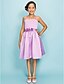 cheap Cufflinks-Princess / Ball Gown Spaghetti Strap Knee Length Satin Junior Bridesmaid Dress with Sash / Ribbon / Draping / Flower