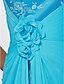 cheap Special Occasion Dresses-A-Line One Shoulder Sweep / Brush Train Chiffon / Stretch Satin Dress with Embroidery / Ruched / Flower by TS Couture®