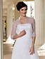 billiga Brudklänningar-A-linje Bröllopsklänningar Axelbandslös Knälång Organza 3/4 ärm Liten vit klänning med Sidodraperad 2020