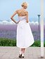 olcso Menyasszonyi ruhák-A-vonalú Esküvői ruhák Pánt nélküli Aszimmetrikus Taft Pánt nélküli Kis fehér szoknyák val vel 2021