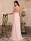 cheap Special Occasion Dresses-Sheath / Column Open Back Dress Prom Sweep / Brush Train Sleeveless Plunging Neck Chiffon with Bow(s) Ruched Ruffles 2022