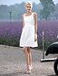 cheap Wedding Dresses-A-Line Wedding Dresses Scoop Neck Short / Mini Taffeta Regular Straps Little White Dress with Sash / Ribbon Draping 2020