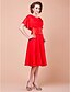 cheap Mother of the Bride Dresses-A-Line Cowl Neck Knee Length Chiffon Mother of the Bride Dress with Buttons / Ruched by LAN TING BRIDE®