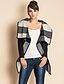 cheap TS Outerwear-TS Check Pattern Wide Lapel PU Stitching Woolen Coat