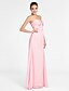 cheap Bridesmaid Dresses-A-Line / Princess Strapless / Sweetheart Neckline Floor Length Chiffon Bridesmaid Dress with Draping / Side Draping / Criss Cross by LAN TING BRIDE®