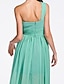 cheap Bridesmaid Dresses-Sheath / Column Bridesmaid Dress One Shoulder / Sweetheart Sleeveless Open Back Asymmetrical / Ankle Length Chiffon with Ruched / Draping / Side Draping 2022