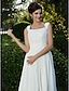 cheap Wedding Dresses-Hall Wedding Dresses Knee Length A-Line Sleeveless Square Neck Chiffon With 2023 Summer Bridal Gowns
