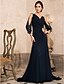 cheap Special Occasion Dresses-A-Line Empire Dress Formal Evening Sweep / Brush Train 3/4 Length Sleeve V Neck Chiffon V Back with Crystals 2022