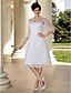 cheap Wedding Dresses-A-Line Wedding Dresses Strapless Knee Length Organza 3/4 Length Sleeve Little White Dress with Side-Draped 2020