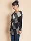 cheap TS Outerwear-TS Check Pattern Wide Lapel PU Stitching Woolen Coat