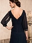 cheap Special Occasion Dresses-A-Line Empire Dress Formal Evening Sweep / Brush Train 3/4 Length Sleeve V Neck Chiffon V Back with Crystals 2022