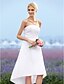 cheap Wedding Dresses-A-Line Wedding Dresses Strapless Asymmetrical Taffeta Strapless Little White Dress with 2021