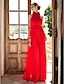 preiswerte Abendkleider-Overalls Sexy Kleid Valentinstag kleid hochzeitsgast Boden-Länge Ärmellos Stehkragen Chiffon Rückenlos mit Plissee 2024