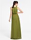 cheap Bridesmaid Dresses-Sheath / Column Bridesmaid Dress Cowl Neck Sleeveless Floor Length Chiffon with Side Draping 2022