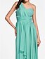 cheap Bridesmaid Dresses-Sheath / Column Bridesmaid Dress One Shoulder / Sweetheart Sleeveless Open Back Asymmetrical / Ankle Length Chiffon with Ruched / Draping / Side Draping 2022