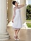 billige Brudekjoler-A-linje Bryllupskjoler Stroppeløs Knelang Organza 3/4 ermer Små Hvite Kjoler med Sidedrapering 2020