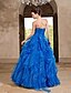 preiswerte Abendkleider-Ballkleid Vintage inspiriert Quinceanera Formeller Abend Kleid Trägerlos Ärmellos Boden-Länge Organza mit Perlenstickerei Kaskaden Rüschen 2021