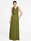 cheap Bridesmaid Dresses-Sheath / Column Bridesmaid Dress Cowl Neck Sleeveless Floor Length Chiffon with Side Draping 2022