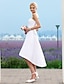 billiga Brudklänningar-A-linje Bröllopsklänningar Axelbandslös Asymmetrisk Taft Axelbandslös Liten vit klänning med 2021