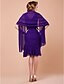 Χαμηλού Κόστους Φορέματα για τη Μητέρα της Νύφης-Ίσια Γραμμή Φόρεμα Μητέρας της Νύφης Εσάρπα περιλαμβάνεται Λαιμόκοψη V Μέχρι το γόνατο Σιφόν Αμάνικο με Πλαϊνό ντραπέ Κρυστάλλινη καρφίτσα 2022