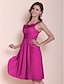 cheap Bridesmaid Dresses-Princess / A-Line Straps Knee Length Chiffon Bridesmaid Dress with Pleats / Ruched / Flower