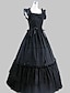 cheap Lolita Fashion Costumes-Princess Gothic Lolita Ruffle Dress Vacation Dress Dress Prom Dress Women&#039;s Girls&#039; Satin Cotton Japanese Cosplay Costumes Black Vintage Cap Sleeve Long Length