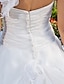 Недорогие Свадебные платья-Свадебные платья С пышной юбкой На одно плечо Без бретелей В пол Органза Свадебные Платья С Присборенная юбка Цветы 2024 год