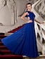 cheap Special Occasion Dresses-A-Line One Shoulder Floor Length Chiffon Dress with Appliques / Split Front by TS Couture®