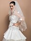 cheap Wedding Veils-Two-tier Pencil Edge Wedding Veil Elbow Veils 53 Satin Flower Rhinestones 59.06 in (150cm) Tulle A-line, Ball Gown, Princess, Sheath/