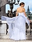 cheap Wedding Dresses-Beach Wedding Dresses Sheath / Column Sweetheart Strapless Floor Length Chiffon Bridal Gowns With Sash / Ribbon Ruched 2024