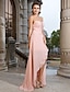cheap Evening Dresses-Sheath / Column Open Back Prom Formal Evening Dress Sweetheart Neckline Sleeveless Asymmetrical Chiffon with Ruched Crystals Split Front 2022