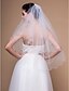 cheap Wedding Veils-Two-tier Elbow Wedding Veil With Beaded Edge