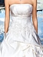 levne Svatební šaty-Svatební šaty Plesové šaty Bez ramínek Bez ramínek Extra dlouhá vlečka Satén Svatební šaty S Mašle Nabíraná sukně 2024