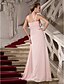 cheap Special Occasion Dresses-Sheath / Column Elegant Formal Evening Military Ball Dress One Shoulder Sleeveless Floor Length Chiffon with Ruched Flower 2021
