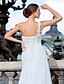 cheap Wedding Dresses-Sheath / Column One Shoulder Sweep / Brush Train Chiffon Made-To-Measure Wedding Dresses with Beading / Appliques / Side-Draped by LAN TING BRIDE® / Sparkle &amp; Shine