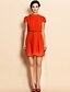 cheap TS Dresses-TS Simplicity Stand Collar Puff Sleeve Belt Dress