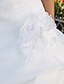 baratos Vestidos de Casamento-Vestidos de noiva De Baile Assimétrico Sem Alças Longo Organza Vestidos de noiva Com Saia com Pregas em Cascata Flor 2024