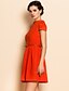 cheap TS Dresses-TS Simplicity Stand Collar Puff Sleeve Belt Dress