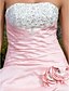 cheap Evening Dresses-Ball Gown Vintage Inspired Dress Quinceanera Prom Court Train Sleeveless Strapless Organza with Pick Up Skirt Criss Cross Beading 2024